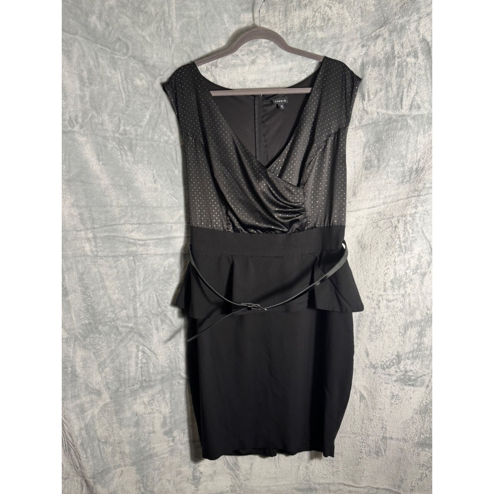 Torrid Black Gold Polka Dot Peplum Sheath Dress Belt Surplice Neck Plus Sizeโ 18